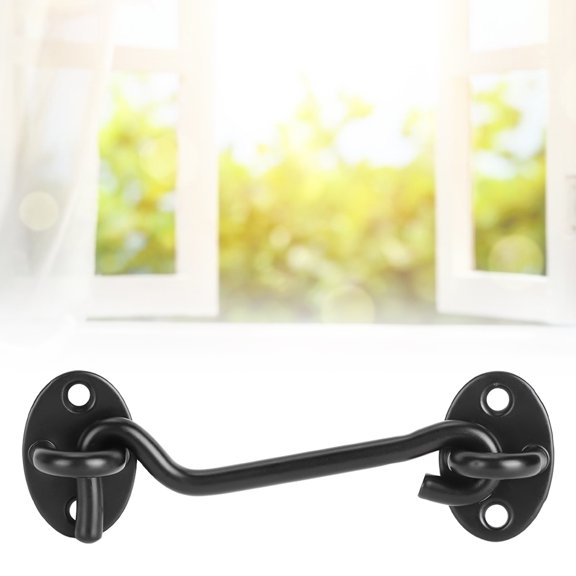 Premium Heavy Duty Stainless Steel Cabin Hook Window Latch Lock Catch Hardware Accessory Kit, 5.1 inches / 13 cm Door Gate Eye Latch Catch with Screws for Home Security, 4 Pieces, Black