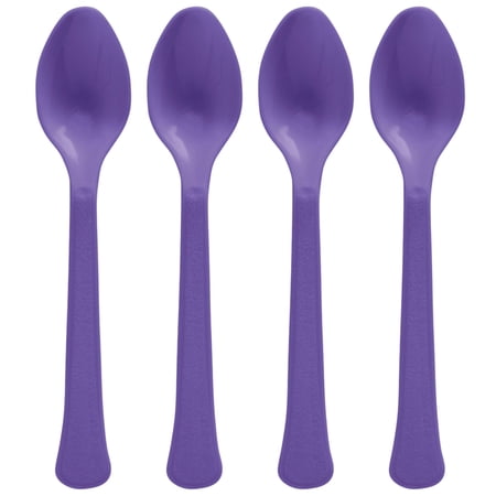 Premium Heavy Weight Plastic Spoons, Purple, Pack of 20