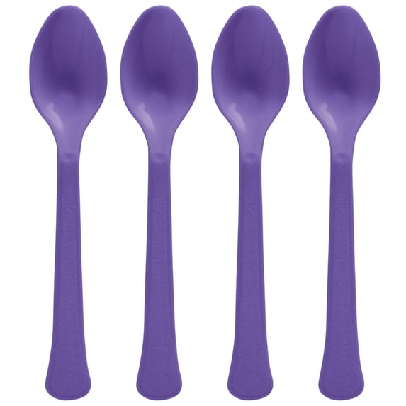 Premium Heavy Weight Plastic Spoons, Purple, Pack of 20