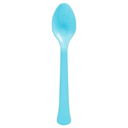 Premium Heavyweight Caribbean Blue Plastic Spoons, 48 Ct.