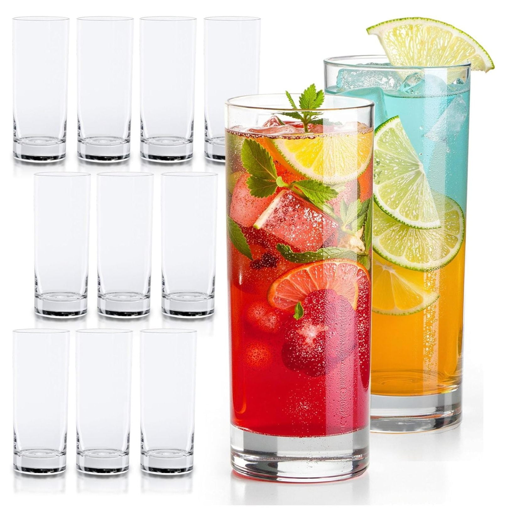 Premium High Glass Set - Tom Collins Glasses - Tall Drinking Water ...