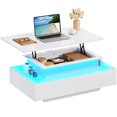 thumbnail image 1 of Premium High Gloss Lift-Top Coffee Table With LED Lights & 4 Drawers Cocktail Table, 1 of 23