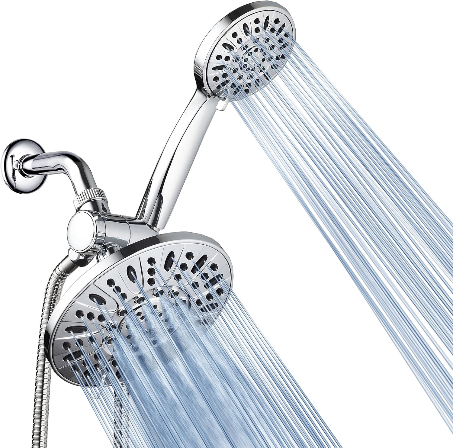 Premium High Pressure 3-Way Rainfall Combo for The Best of Both Worlds - Enjoy Luxurious Rain Showerhead and 6-Setting Hand Held Shower Separately or Together
