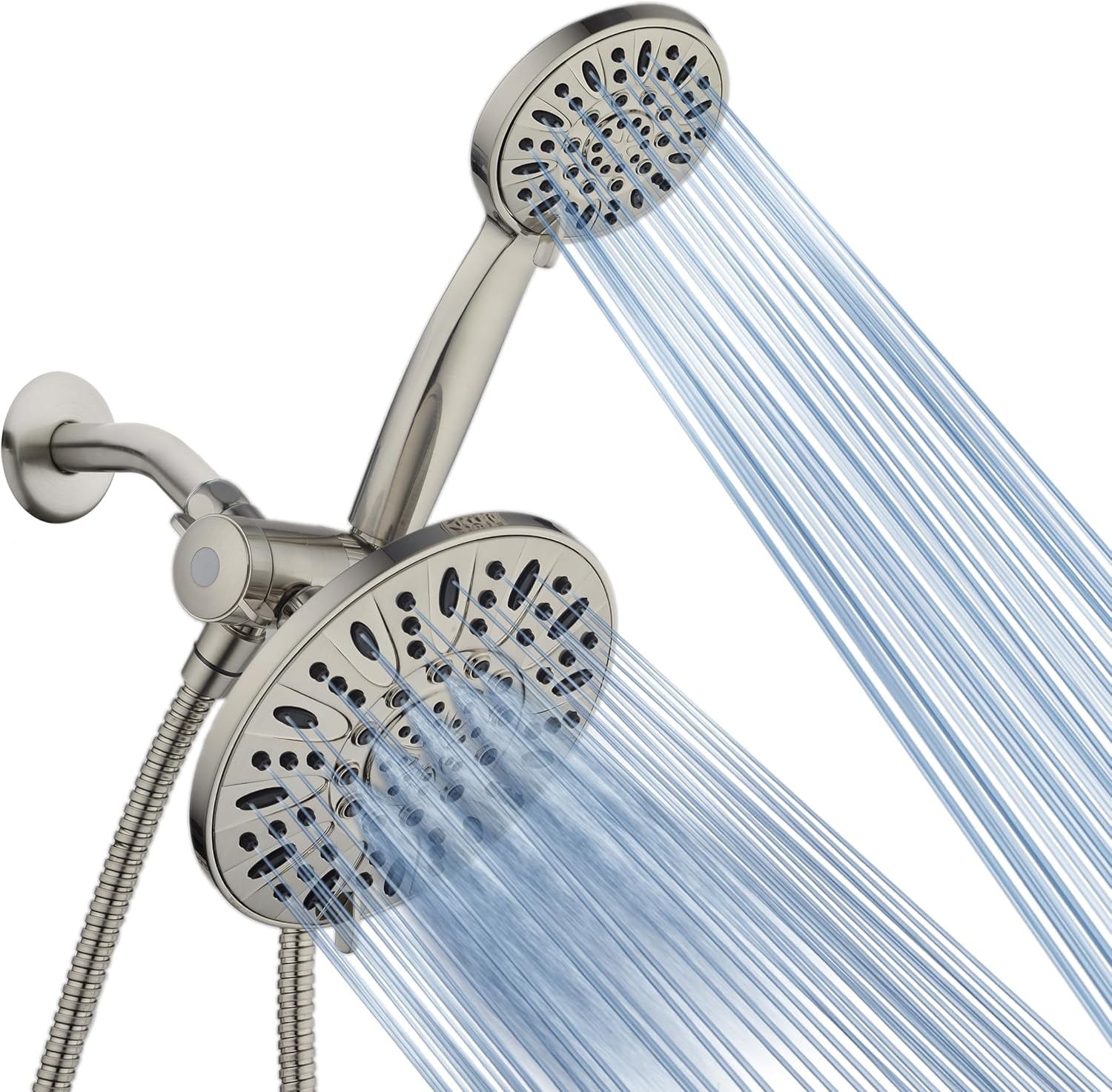 Premium High Pressure 3-Way Rainfall Combo for The Best of Both Worlds - Enjoy Luxurious Rain Showerhead and 6-Setting Hand Held Shower Separately or Together