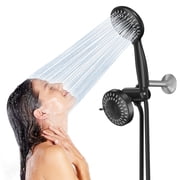 Cshidworld Premium High Pressure Dual Shower Head, 3-Way Rainfall Combo, 5 Spray Handheld Shower Head and 5 Spray Rain Showerhead with 60  Stainless Steel Hose Separately or Together, Matte Black