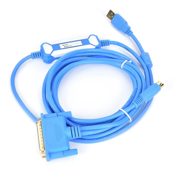 Premium High Speed USB-SC09 PLC Programming Data Cable Download Line with Pure Copper Gold-Plated Connectors for Reliable Connection, 9.8 ft / 3 meters Long, Blue Color, 1 Pack
