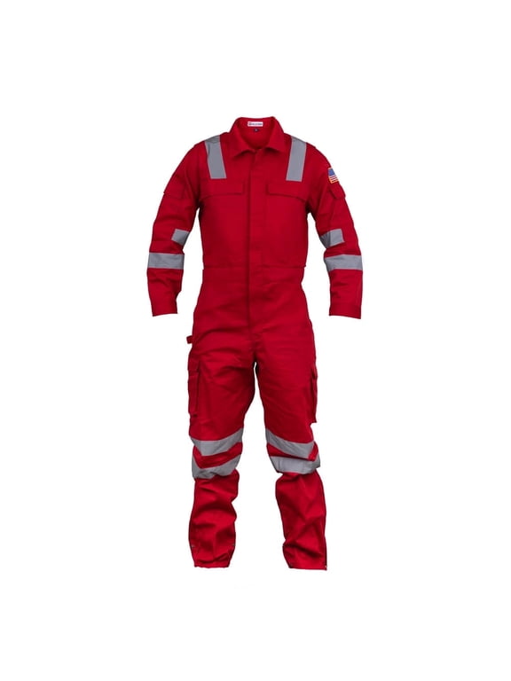 Premium High Visibility Hi Vis Coveralls with Leg Zipper (2XL, Red)