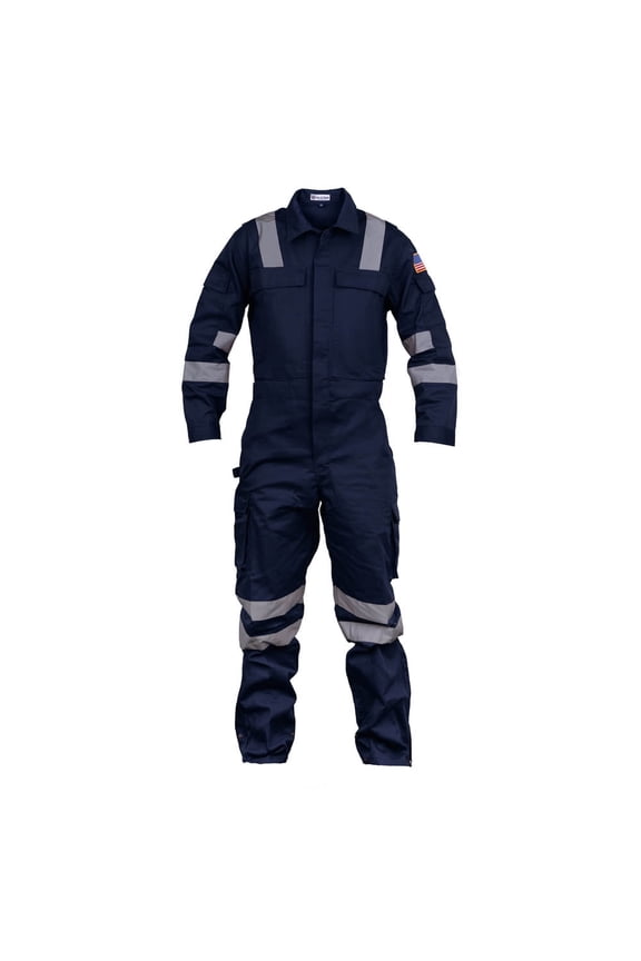 Premium High Visibility Hi Vis Coveralls with Leg Zipper (3XL, Navy Blue)