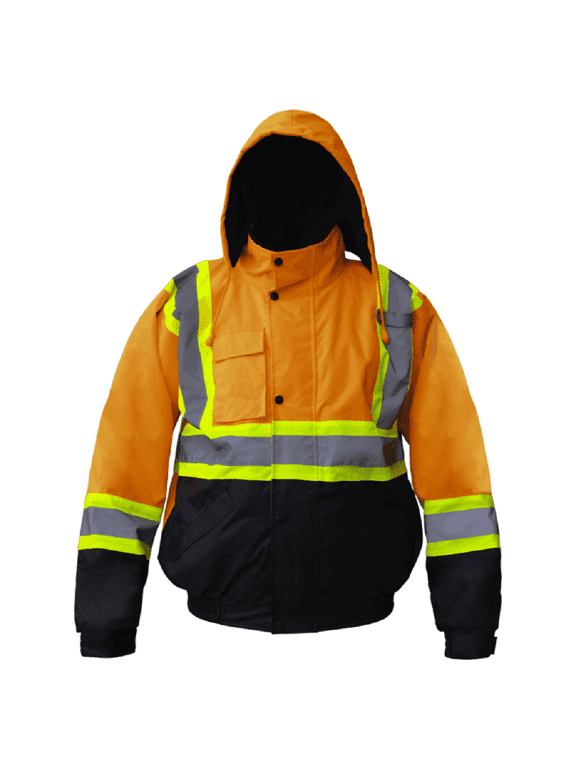 Premium High Visibility Hi Vis Reflective Fleece Lined Waterproof Safety Jacket / Parka (3XL, Orange)