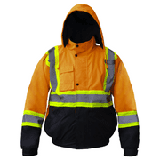 Premium High Visibility Hi Vis Reflective Fleece Lined Waterproof Safety Jacket / Parka (Small, Orange)