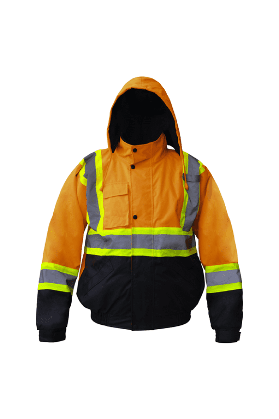 Premium High Visibility Hi Vis Reflective Fleece Lined Waterproof Safety Jacket / Parka (X-Large, Orange)