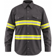 Premium High Visibility Hi Vis Reflective Safety Work Shirts - Full Sleeve (2X-Large, Dark Grey)