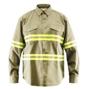 Premium High Visibility Hi Vis Reflective Safety Work Shirts - Full Sleeve 2X-Large, Khaki