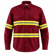 Premium High Visibility Hi Vis Reflective Safety Work Shirts - Full Sleeve 2X-Large, Maroon