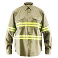thumbnail image 1 of Premium High Visibility Hi Vis Reflective Safety Work Shirts - Full Sleeve (Small, Khaki), 1 of 5
