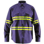 Premium High Visibility Hi Vis Reflective Safety Work Shirts - Full Sleeve (Small, Navy Blue)