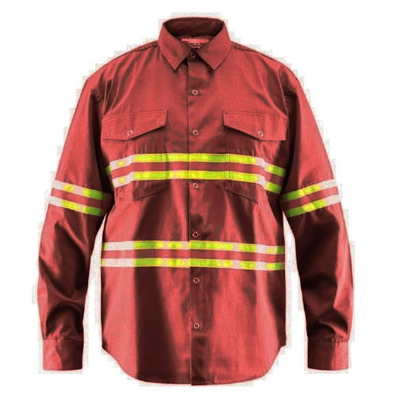 Premium High Visibility Hi Vis Reflective Safety Work Shirts - Full Sleeve (X-Large, Maroon)