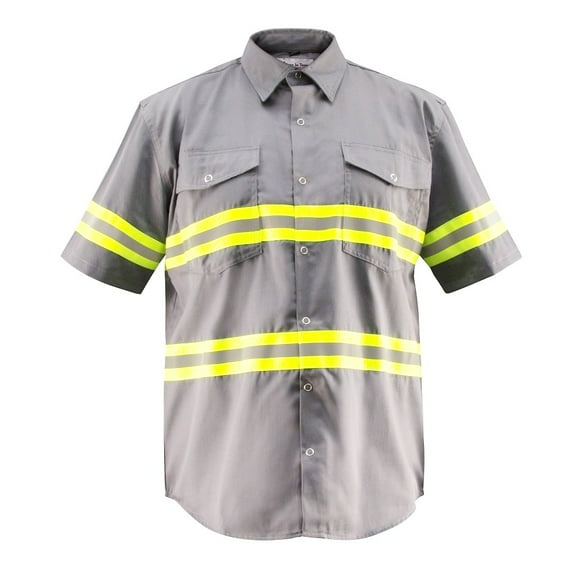 Premium High Visibility Hi Vis Reflective Safety Work Shirts - Half Sleeve (X-Large, Light Grey)