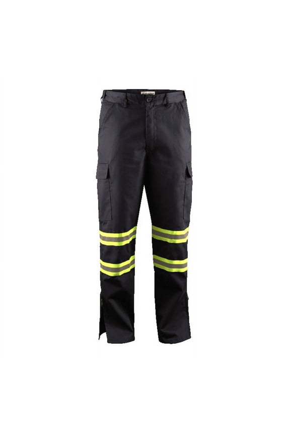 Premium High Visibility Hi Vis Safety Flex Fit Work Pant/Trouser w / Leg Zipper (W32" x L30", Navy Blue)