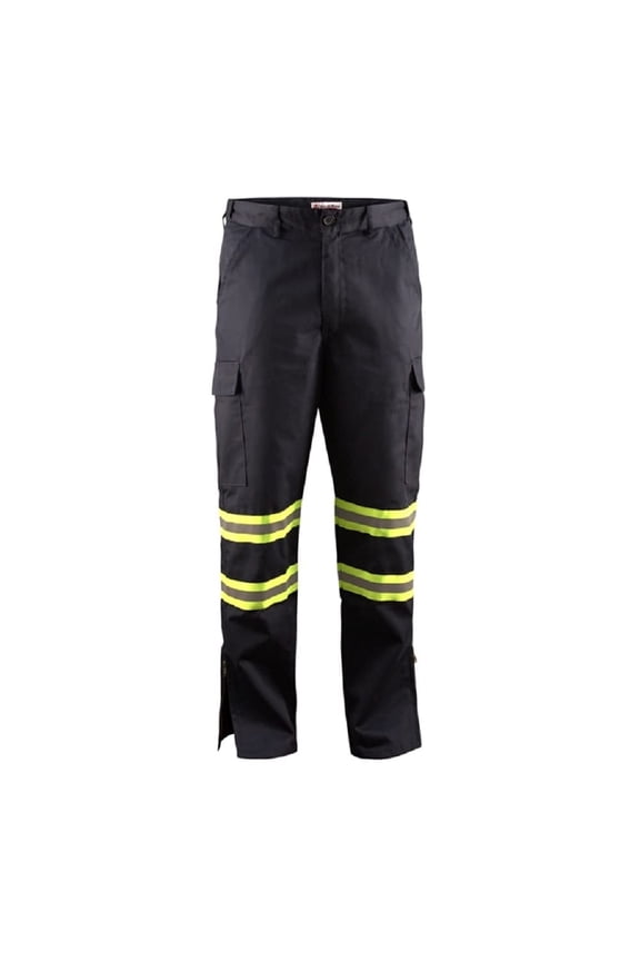 Premium High Visibility Hi Vis Safety Flex Fit Work Pant/Trouser w / Leg Zipper (W36" x L32", Navy Blue)