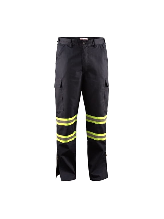 Premium High Visibility Hi Vis Safety Flex Fit Work Pant/Trouser w / Leg Zipper (W38" x L32", Navy Blue)