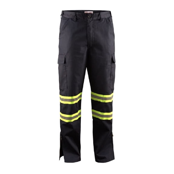 Premium High Visibility Hi Vis Safety Flex Fit Workwear Pant W / Leg Zipper (Size: W28" x L30", Color: Navy Blue)