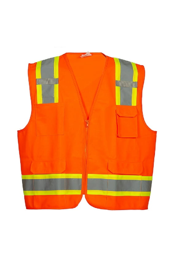 Premium High Visibility Hi Vis Safety Vest - Fluorescent - 100% Poly Knit (2X-Large, Fluorescent Orange)