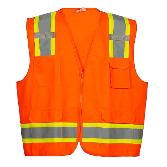 Premium High Visibility Hi Vis Safety Vest - Fluorescent - 100% Poly Knit (3X-Large, Fluorescent Orange)