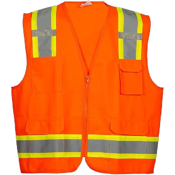 Premium High Visibility Hi Vis Safety Vest - Fluorescent - 100% Poly Knit (4X-Large, Fluorescent Orange)