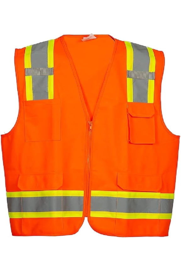 Premium High Visibility Hi Vis Safety Vest - Fluorescent - 100% Poly Knit (4X-Large, Fluorescent Orange)