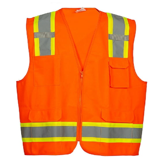 Premium High Visibility Hi Vis Safety Vest - Fluorescent - 100% Poly Knit (Medium, Fluorescent Orange)