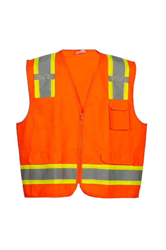 Premium High Visibility Hi Vis Safety Vest - Fluorescent - 100% Poly Knit (X-Large, Fluorescent Orange)