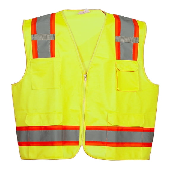 Premium High Visibility Hi Vis Safety Vest - Fluorescent - 100% Poly Knit (X-Large, Fluorescent Yellow)