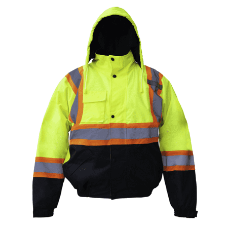 Premium High Visibility Reflective Fleece Lined Waterproof Safety Jacket / Parka (Medium, Yellow)
