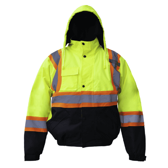 Premium High Visibility Reflective Fleece Lined Waterproof Safety Jacket / Parka (Medium, Yellow)