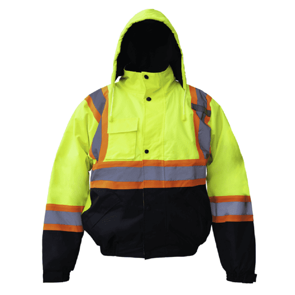 Premium High Visibility Reflective Fleece Lined Waterproof Safety Jacket / Parka (Medium, Yellow)