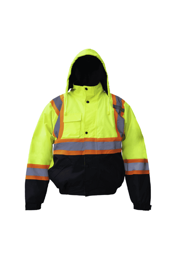 Premium High Visibility Reflective Fleece Lined Waterproof Safety Jacket / Parka (Medium, Yellow)