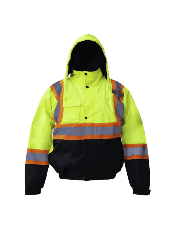 Premium High Visibility Reflective Fleece Lined Waterproof Safety Jacket / Parka (Small, Yellow)