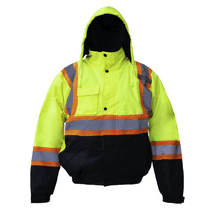 Premium High Visibility Reflective Fleece Lined Waterproof Safety Jacket / Parka (Small, Yellow)