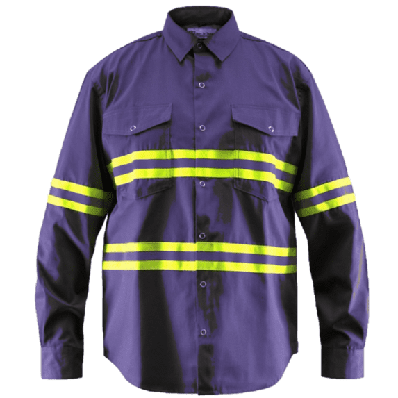 Premium High Visibility Reflective Safety Work Shirts - Full Sleeve (4X-Large, Navy Blue)