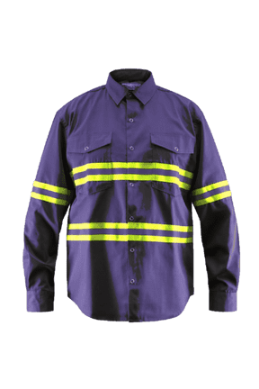 Premium High Visibility Reflective Safety Work Shirts - Full Sleeve (Large, Navy Blue)