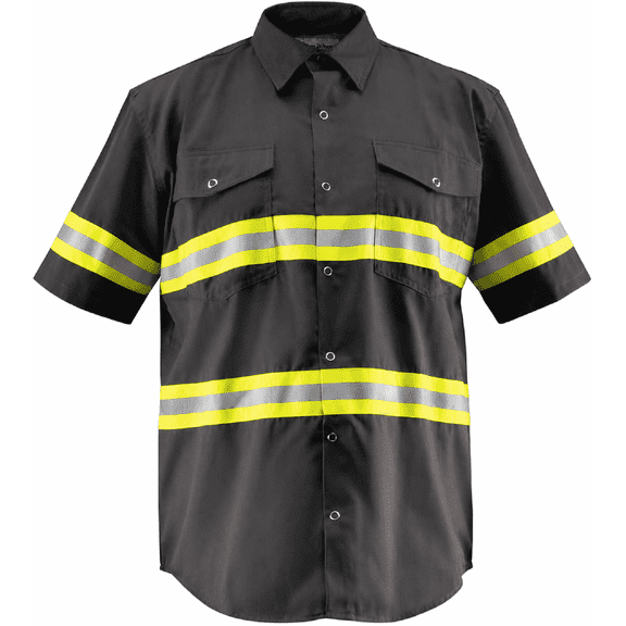 Premium High Visibility Safety Shirt - Half Sleeve (4X-Large, Dark Grey)