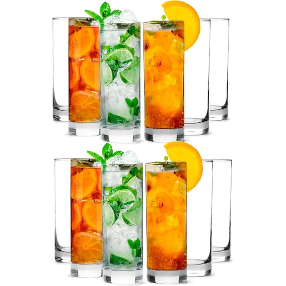 Premium Highball 12oz Glass Set - Elegant Tom Collins Glasses Set of 6 ...