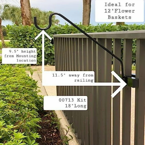 Premium - Hold It Mate Multi Use Hook Kit for Vertical Spindled Railings, Hang Flower Baskets Chimes Bird Feeder 15LBS Weight Limit
