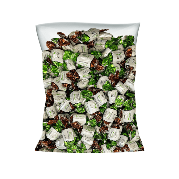 Premium Holiday Chocolate Filled Hard Candy Mints, Bulk Bag, 1.5lbs (Approx. 120pcs)