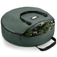 thumbnail image 1 of Premium Holiday Christmas Wreath Storage Bag 36” - Dual Zippered Storage Container & Durable Handles, Protect Artificial Wreaths - Holiday Xmas Bag Made of Tear Proof 600D Oxford - 5 Year Warranty, 1 of 7