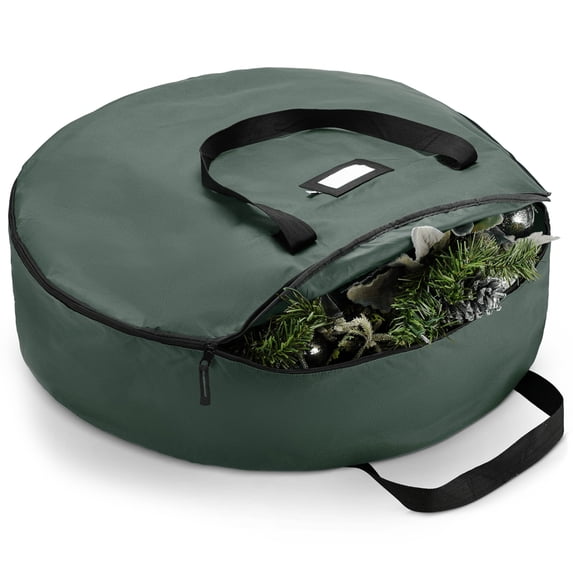 Premium Holiday Christmas Wreath Storage Bag 36” - Dual Zippered Storage Container & Durable Handles, Protect Artificial Wreaths - Holiday Xmas Bag Made of Tear Proof 600D Oxford - 5 Year Warranty