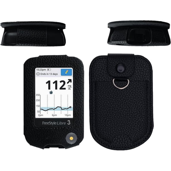 Premium Holster Case with Pocket (Lanyard Included) for Freestyle Libre 3/ Freestyle Libre 2 (Back Pocket can Carry Bluetooth Tracker) (Black)
