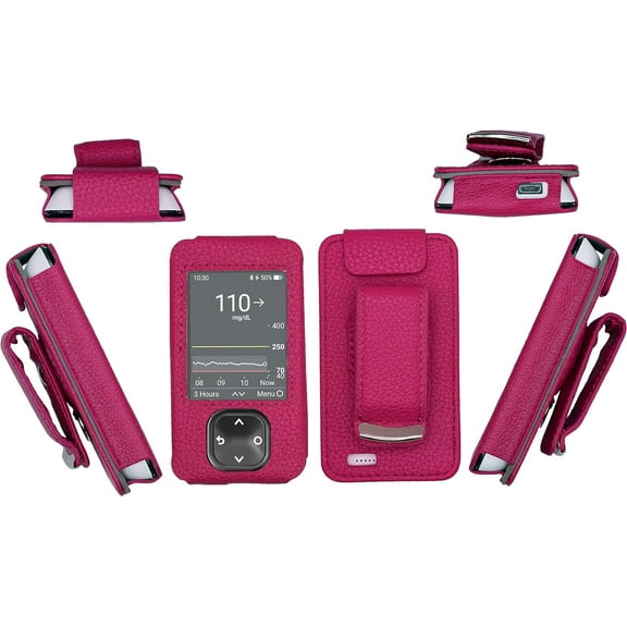 Premium Holster (with Belt Clip/Metal Loop/Lanyard/Carabiner) for Dexcom G7 (hot pink)