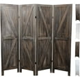 thumbnail image 1 of Premium Home 4-Panel Room Divider – Rustic Brown Barn Door, K Pattern Folding Privacy Screen, Partition Wall, 1 of 6